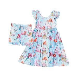 Bums & Roses Girls  Mermaid To Be Cap Sleeve Dress & Short, Multicolor